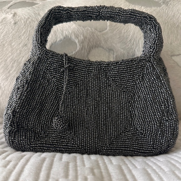 Kenneth Jay Lane Handbags - Kenneth Jay Lane Micro Beaded Bag - Silver